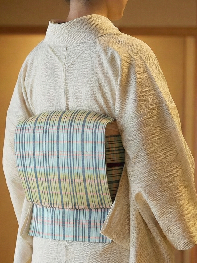 紅花染 よねざわ新田 10周年感謝特価 黄緑/水色｜着物セレクト専門店