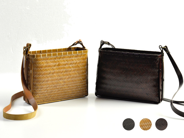 網代編みバッグ ショルダーバッグ/cross body bag/ポシェット/竹かご
