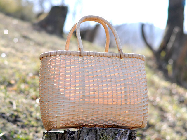 買い物かご 大－白/竹かご/かごバッグ/バスケットかご/国産/日本製 竹