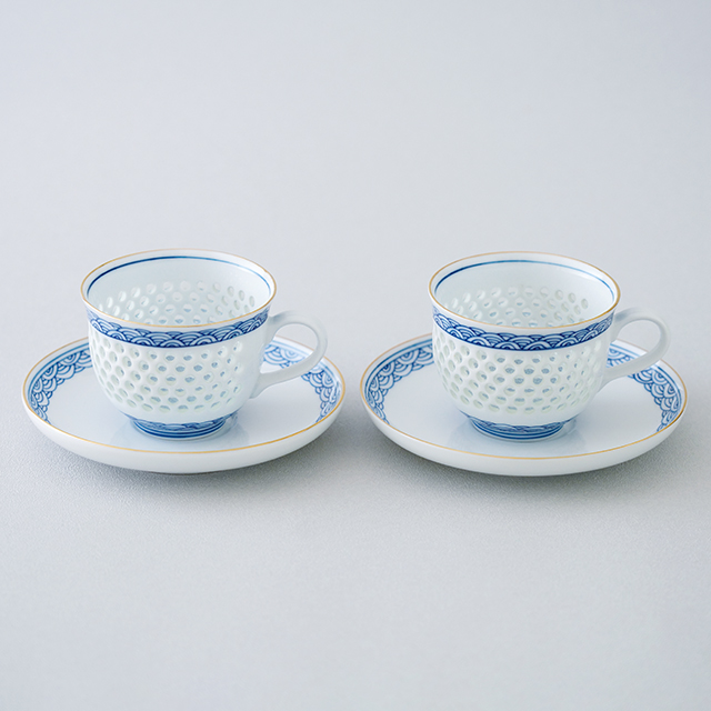 水晶彫の丹心窯】アウトレット福袋 Dセット（水晶青海波 コーヒーセット）