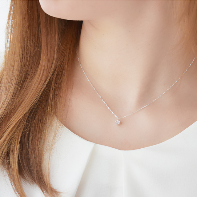 一粒天然石ネックレス 【MIP8102】ブルームーンストーン,タンザナイト