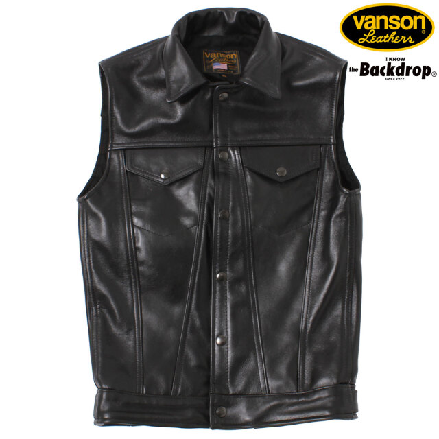 VANSON】(バンソン) DJCB VEST (ブラック) | THE BACKDROP (アメカジ