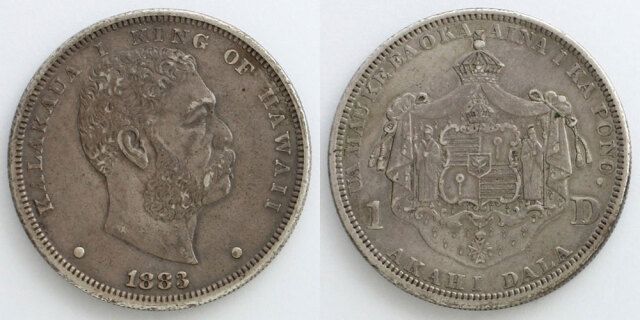ハワイ王国 1883 1ドル銀貨 カラカウア1世