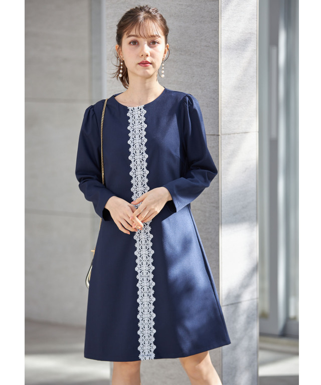 2WAYレース襟付きバイカラーレースワンピース