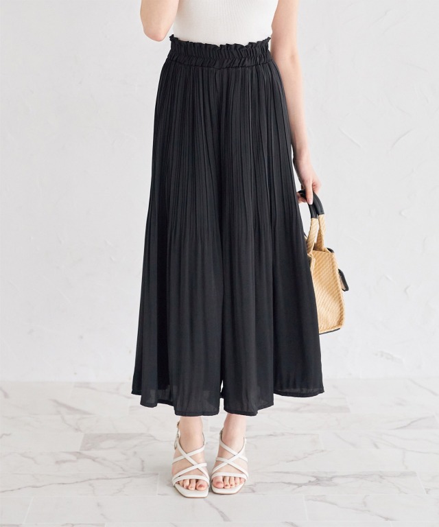 ヴィンテージサテン消しプリーツガウチョパンツ