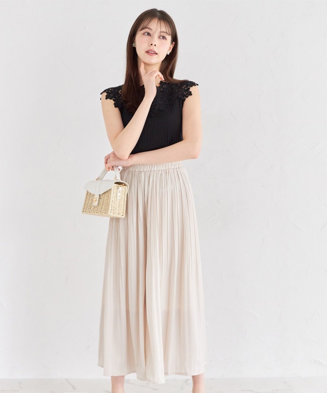 ヴィンテージサテン消しプリーツガウチョパンツ