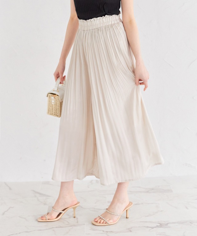 ヴィンテージサテン消しプリーツガウチョパンツ