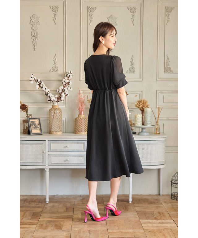 シアースリーブ切り替えワンピース