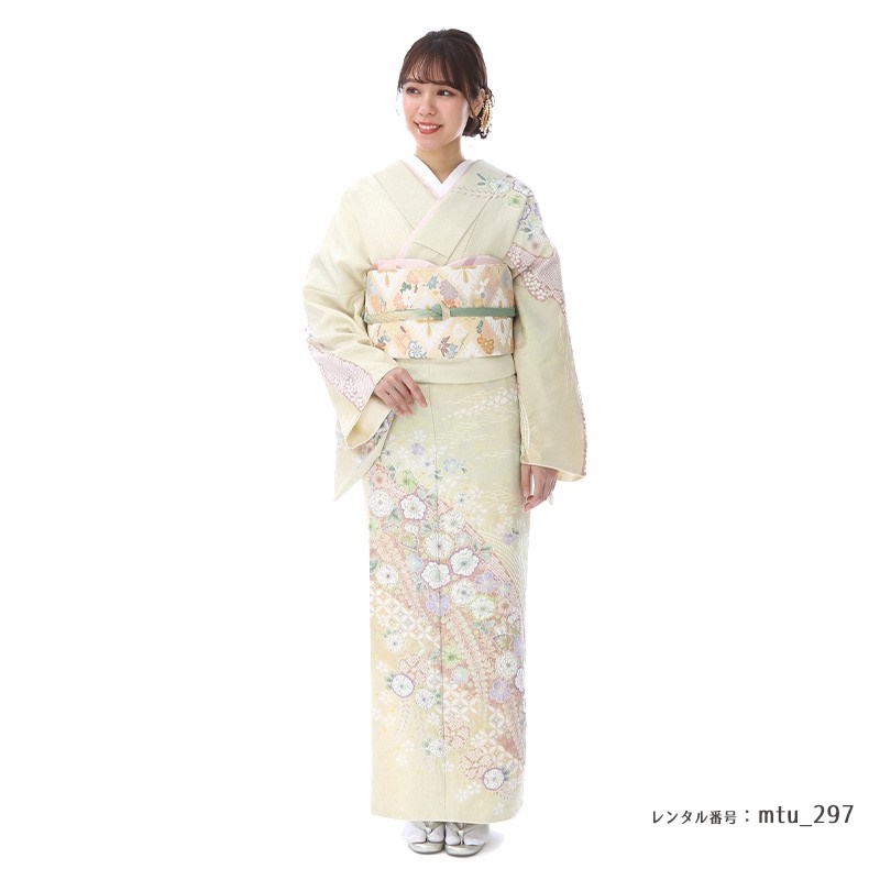 訪問着トールサイズ桂由美】淡いペールカラーに、優しく繊細な辻が花