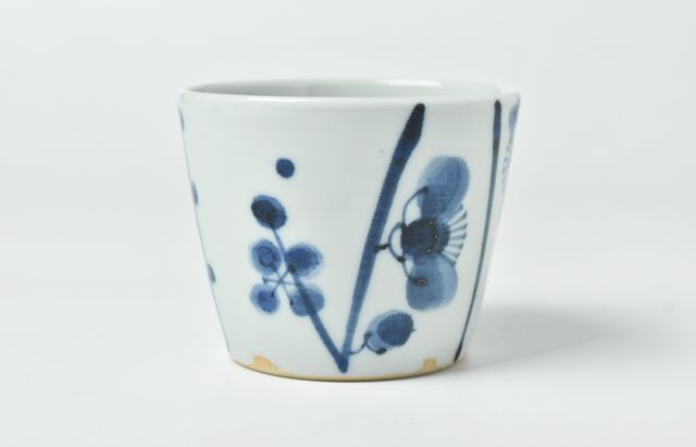 蕎麦猪口 見込に花 松竹梅 二客 蕎麦猪口 見込に花 松竹梅 二客 美術品