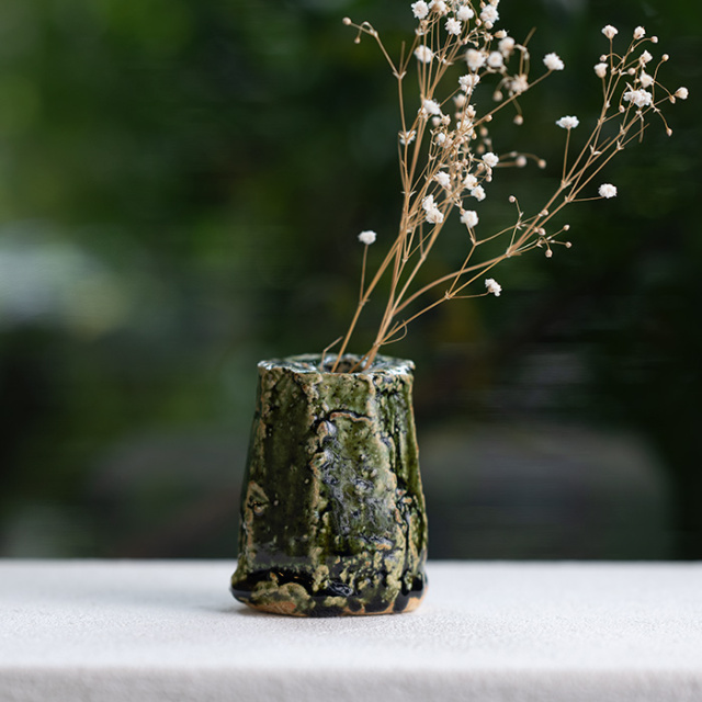 古越前 越前焼 釉薬 壺 花入 薪窯 西浦武 山田和 1客 古越前越前焼