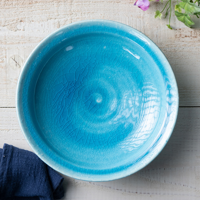 瑠璃薬鷺三羽図深皿 瑠璃薬鷺三羽図深皿 瑠璃薬鷺三羽図深皿