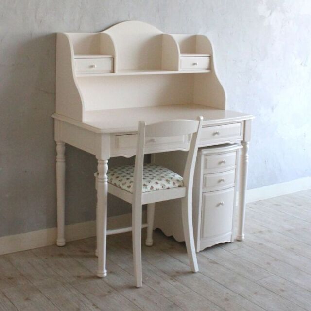 学習机白 リリーホワイトミディアムデスク3点セット