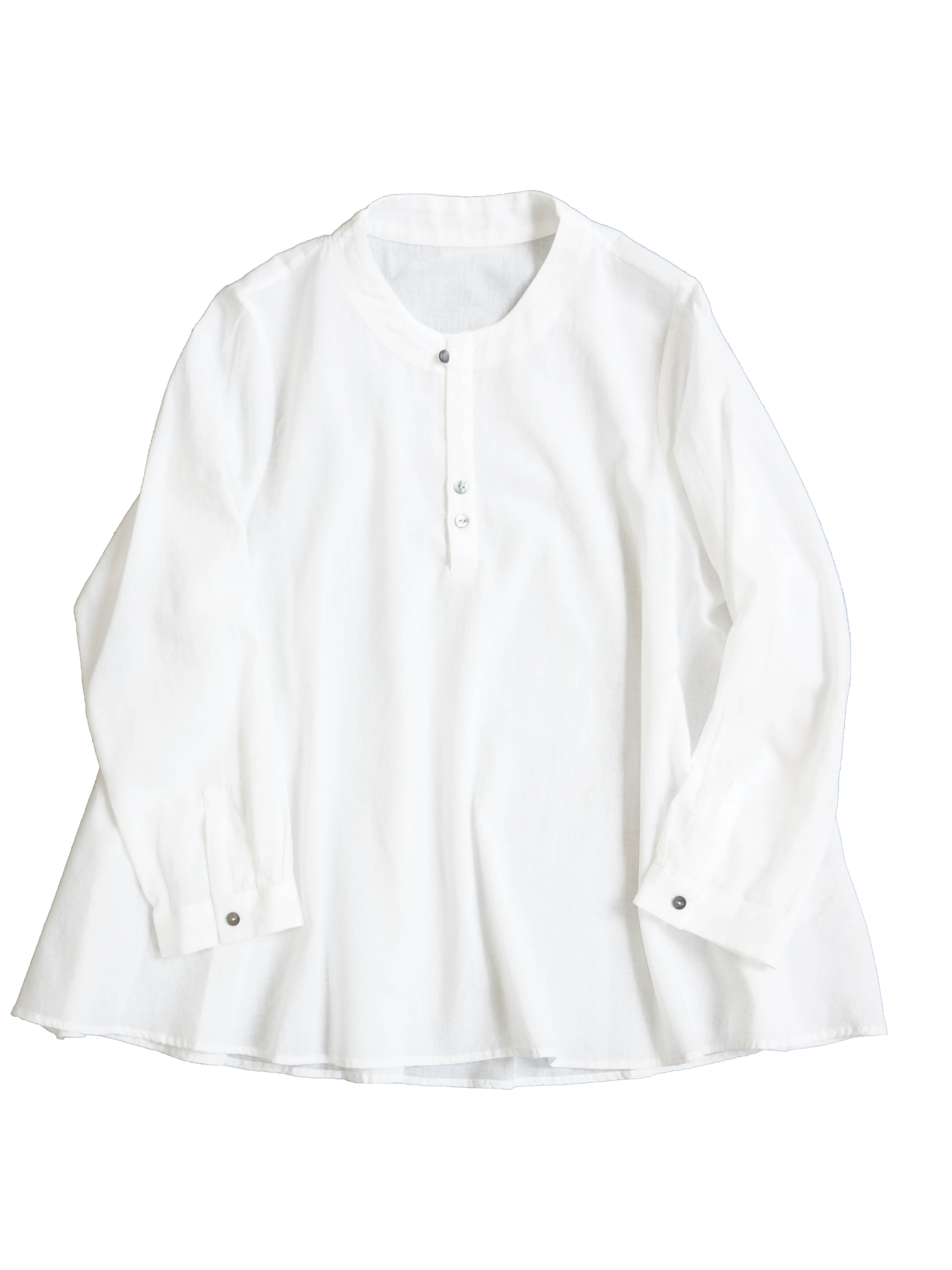 ワッシャーガーゼボトル衿フレアシャツ