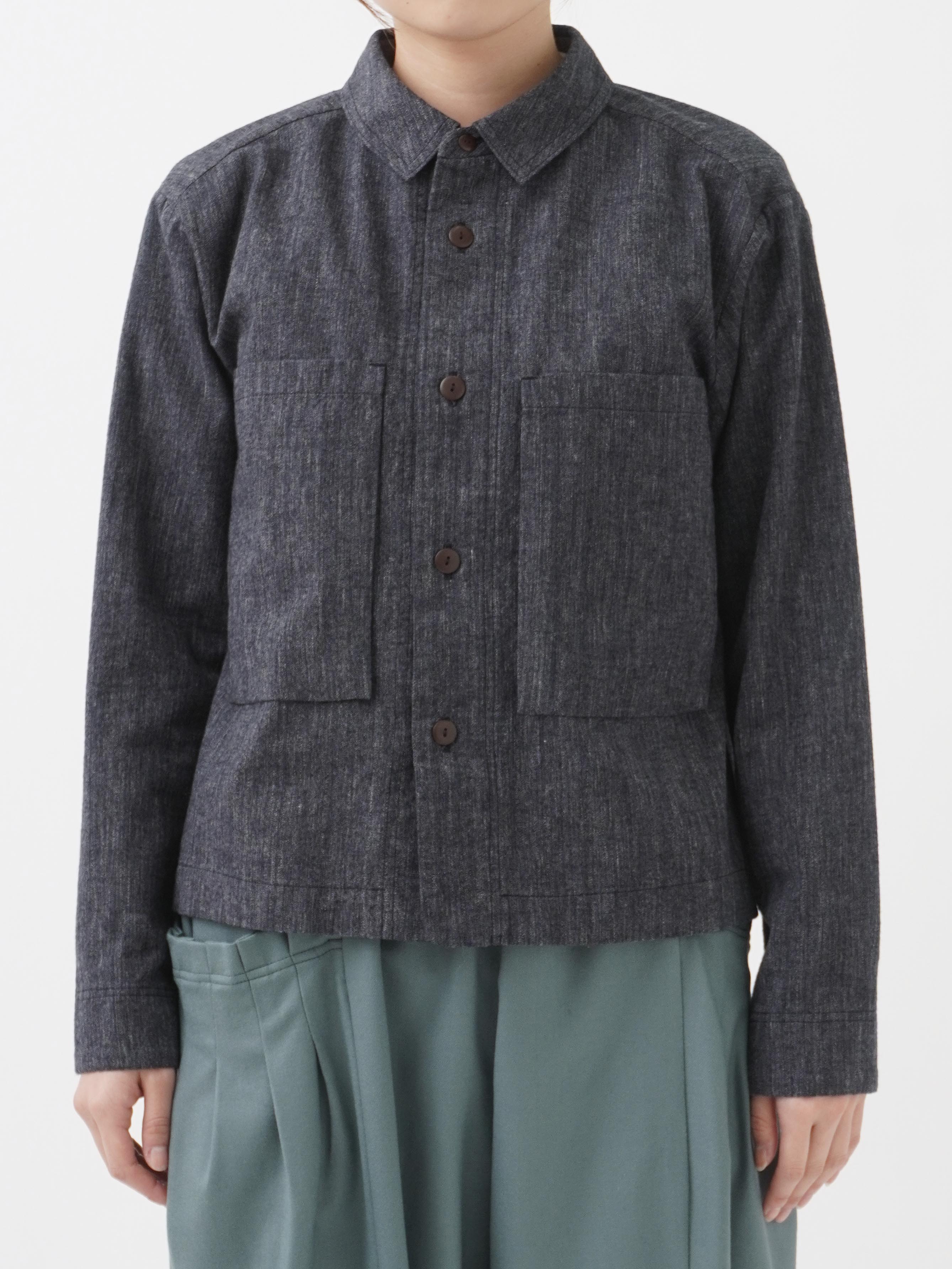 19／－ラフィウールシャンブレー ワークシャツ