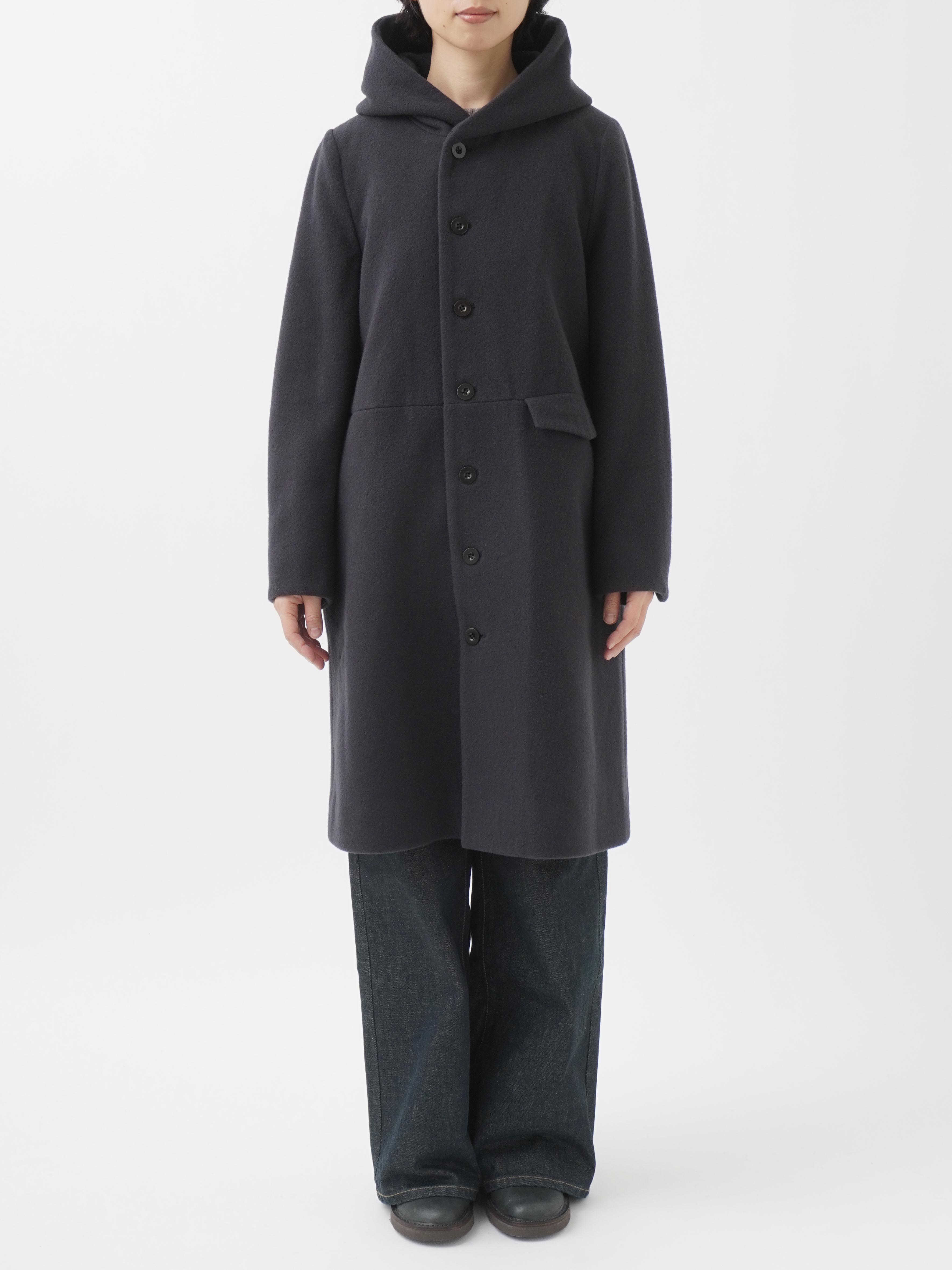 ラムウールビーバー ウエスト切替えフード付コート