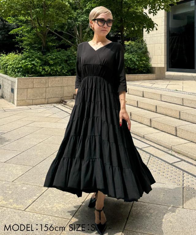 ドラマティック七分袖ティアードワンピース｜JENNE(ジェンヌ)公式通販