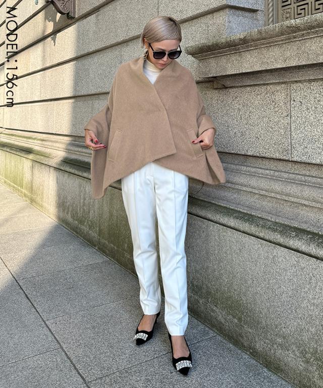 完売品】美品 24AW JENNE 上質モヘヤケープコート キャメル ポンチョ