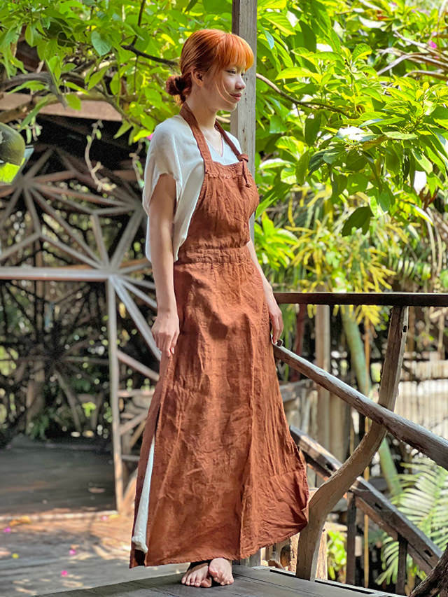 asana HEMP100% エプロン ワンピース・草木染め【パヤカ オンライン