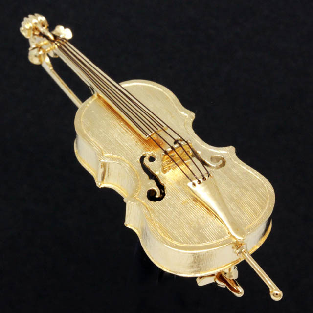 SV925 シルバー ブローチ 《チェロ》 k24メッキ仕上 音楽雑貨