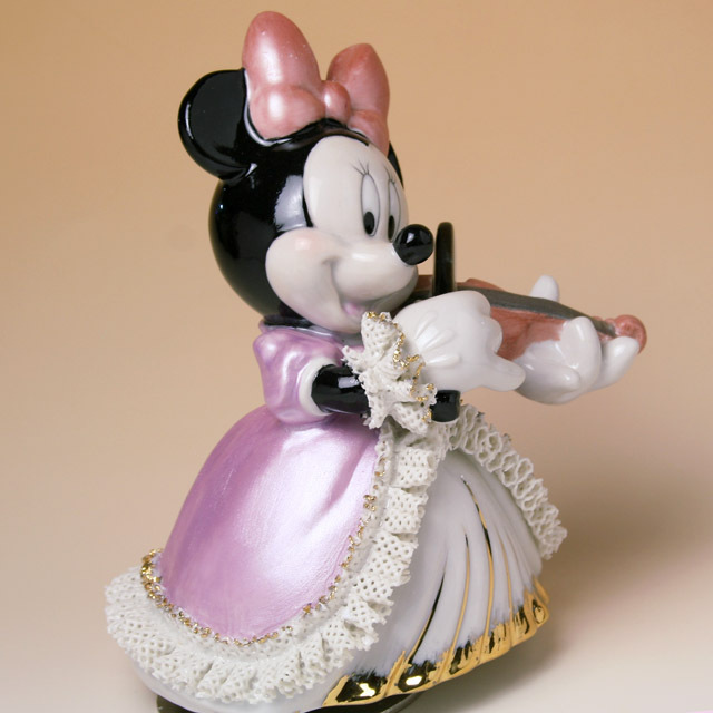 Disney ヴァイオリンを弾くミニー レース人形オルゴール 音楽雑貨