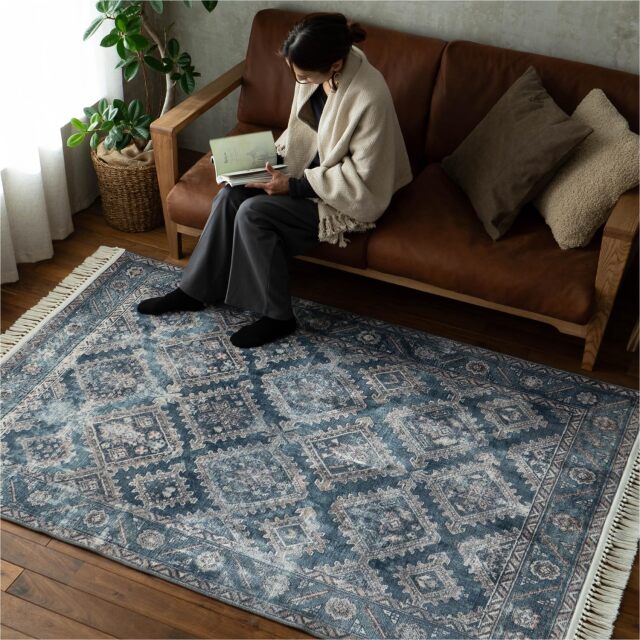 ヴィンテージ風のおしゃれなプリントラグ 約 190x240 cm 3畳｜輸入絨毯