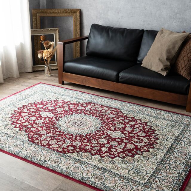 シルクのような光沢、ペルシャ柄のラグマット 約 195×250 cm 3畳｜輸入