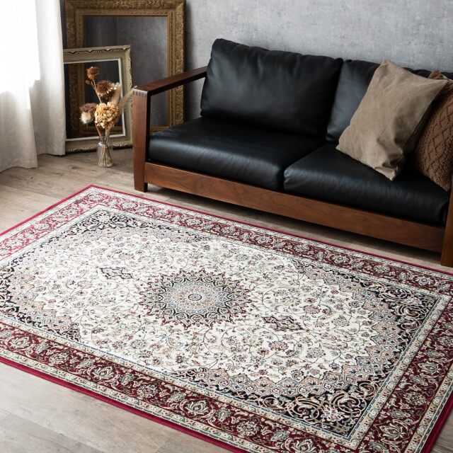 シルクのような光沢、ペルシャ柄のラグマット 約 195×250 cm 3畳｜輸入