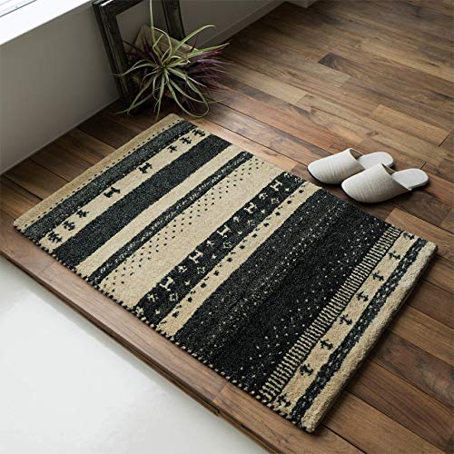 手織りの素朴な味わいが魅力、ギャベの玄関マット 約60x90 cm｜輸入