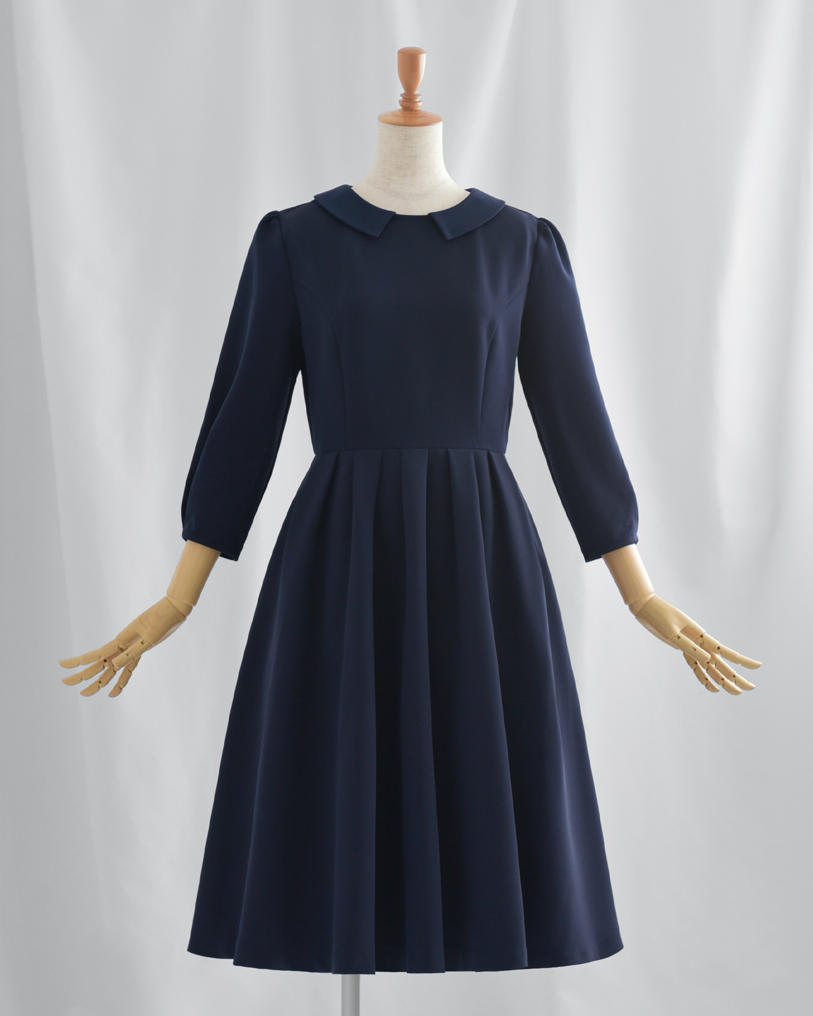 キレイ ワンピ エリーヌ】お色展開：ブラック,ネイビー ／ サイズ展開