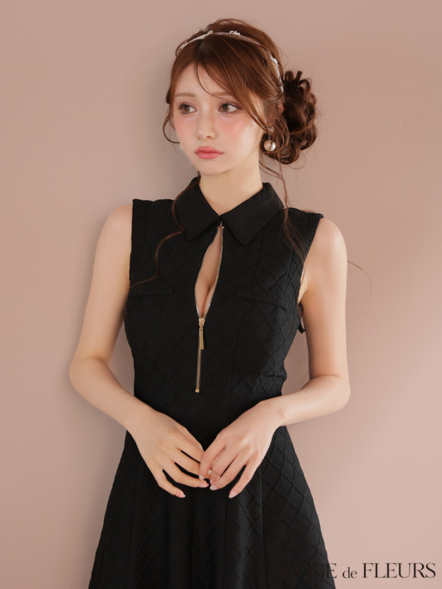 XS～Lサイズあり】襟付きシンプルラメフレアミニキャバドレス(fm4212)