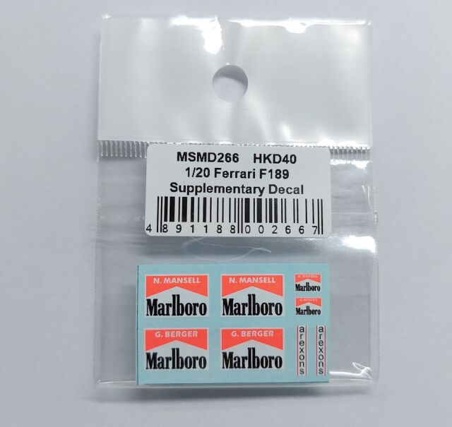 MSMクリエイション 1/20 フェラーリ F189 640 マルボロ タバコデカール