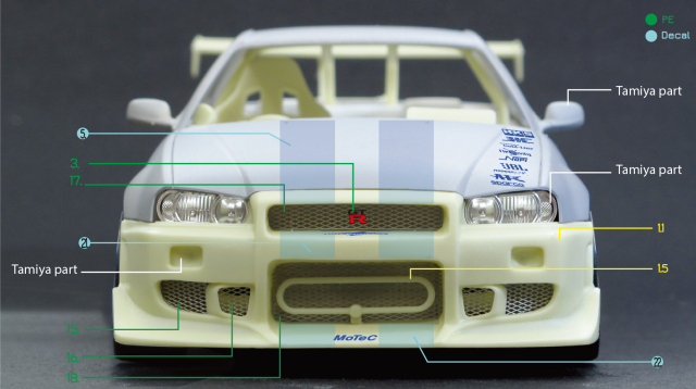 ZoomOn 1/24 トランスキット ニッサン スカイライン GT-R R34 ワイルド