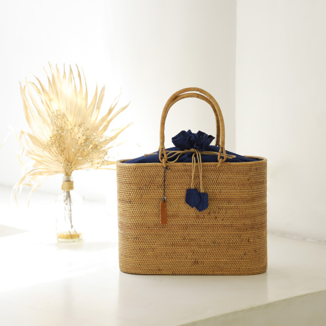 楕円バッグLサイズ 巾着付き プレーン模様 (NAB697) Rosily(ロージリー