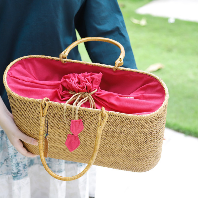 楕円バッグLLサイズ 巾着付きプレーン模様 (NAB699P) Rosily