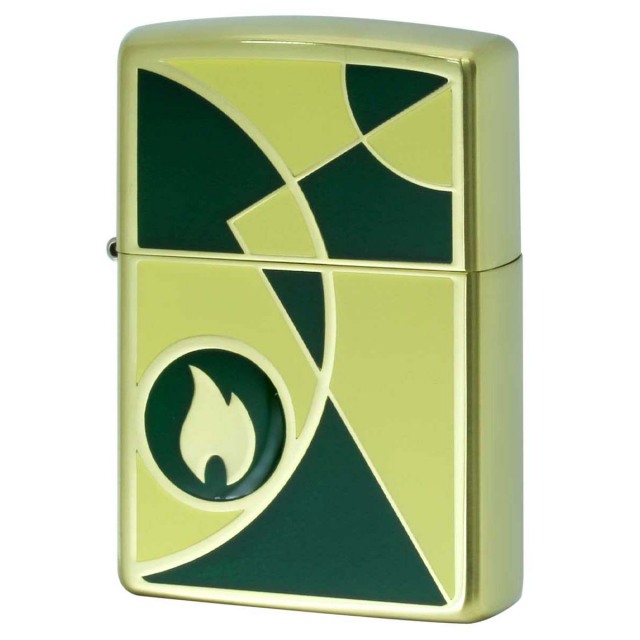 Zippo ジッポー 炎 アイコンフレーム モザイク ブラス グリーン