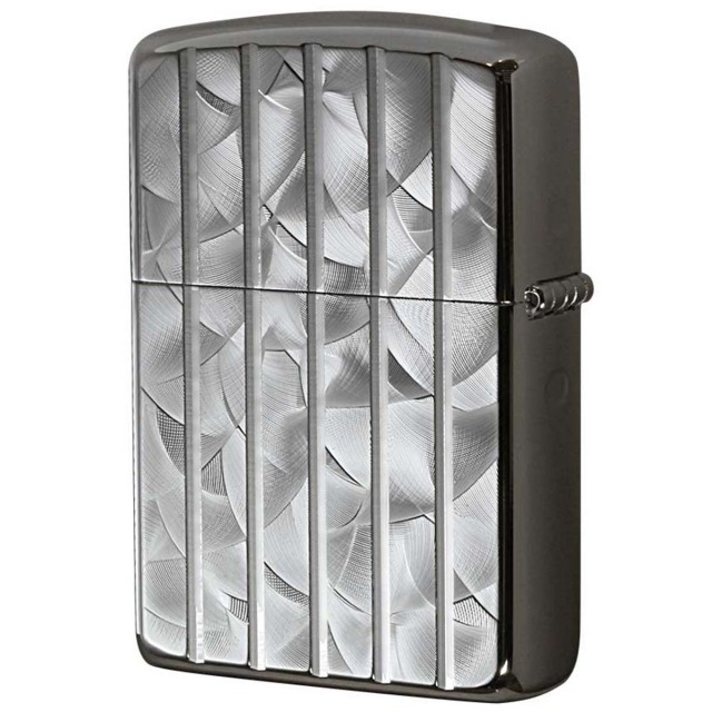 Zippo ジッポー アーマー ウェーブカット 両面加工 彫刻 銀メッキ