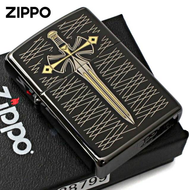 Zippo ジッポー 剣 ソード Engraved Sword 漆黒 ブラックエボニー 鏡面