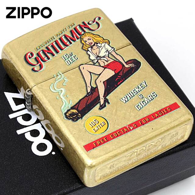 Zippo ジッポー WHISKEY & CIGARS オールドポスター風 ピンナップ