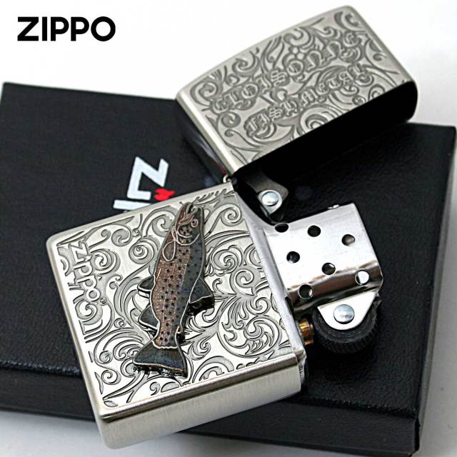 Zippo ジッポー ブラウントラウト ヴィンテージ 七宝メタル 淡水魚