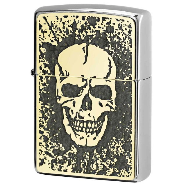 Zippo ジッポー スカル ドクロ 骸骨 Skull グレー ＃200 ゴールド