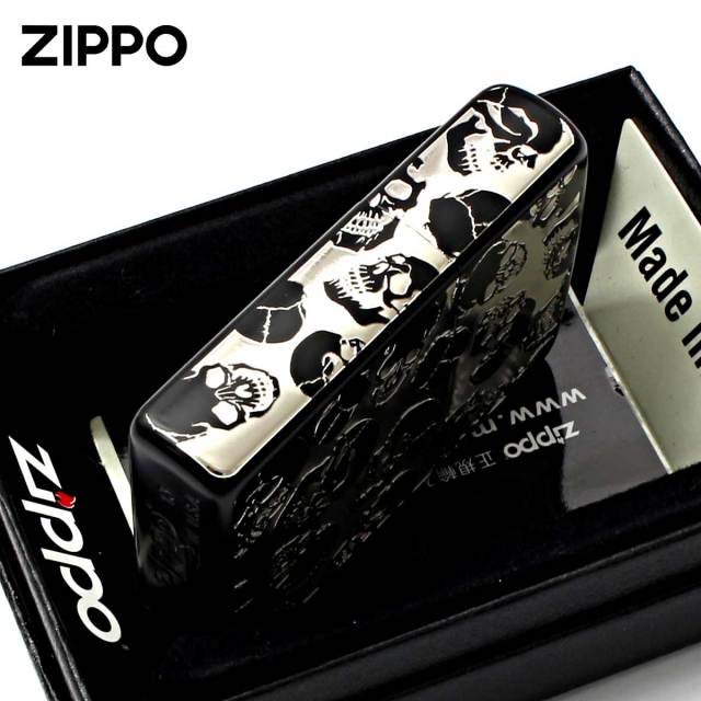Zippo ジッポー スカル 骸骨 モッシュ スカル 5面加工 ブラックマット