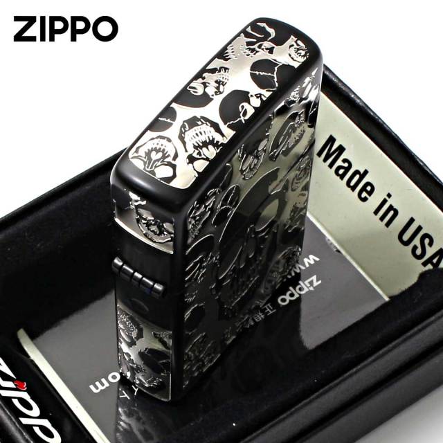 Zippo ジッポー スカル 骸骨 モッシュ スカル 5面加工 ブラックマット