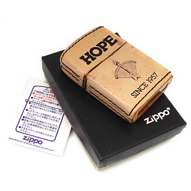 絶版/ヴィンテージ Zippo ジッポー 中古 2007年製造HOPE ホープ 革巻き
