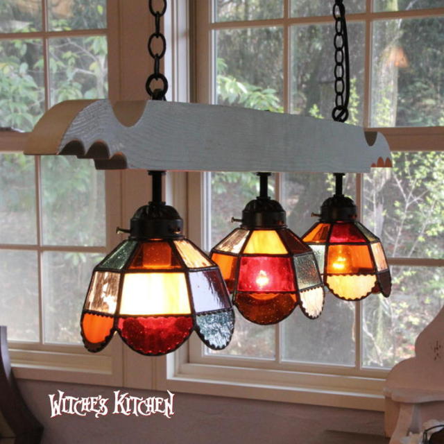 3灯ペンダントランプ 【 オランジェット Orangette 】 ステンドグラス