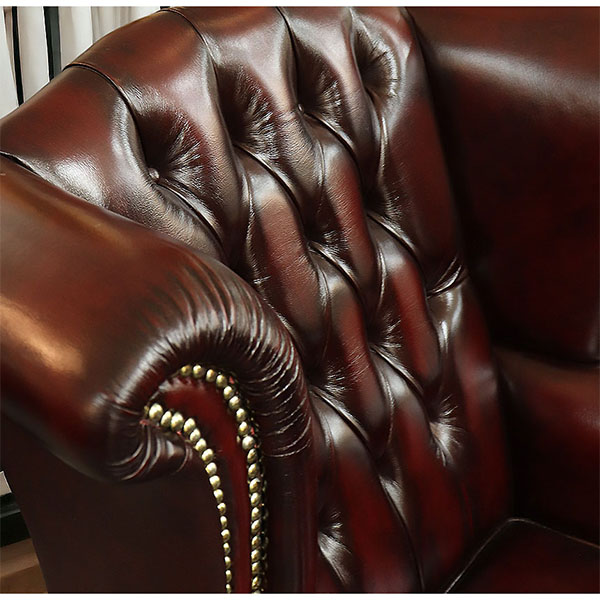 本革使用 チェスターフィールド ウィングバック 1人掛けソファ (1P