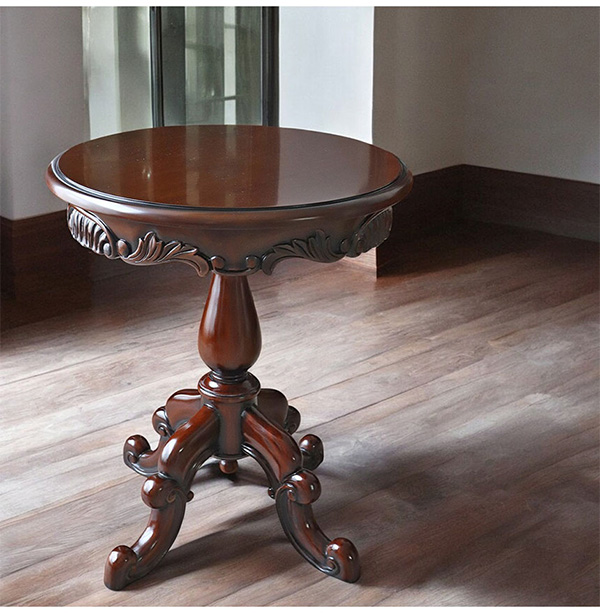 マホガニー材使用 マリナカッシーリ ラウンドサイドテーブル（コーヒー