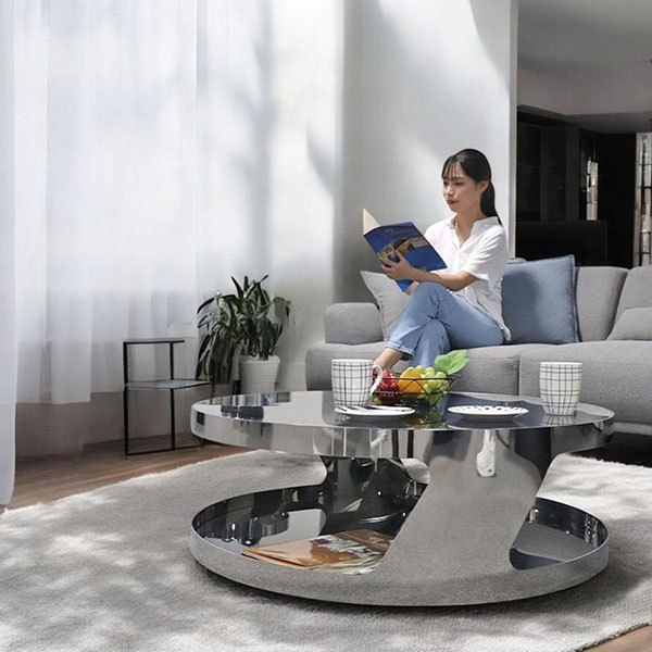 HOBANG ステンレス製 ラウンドセンターテーブル 幅90cm｜Y-KAGU(輸入