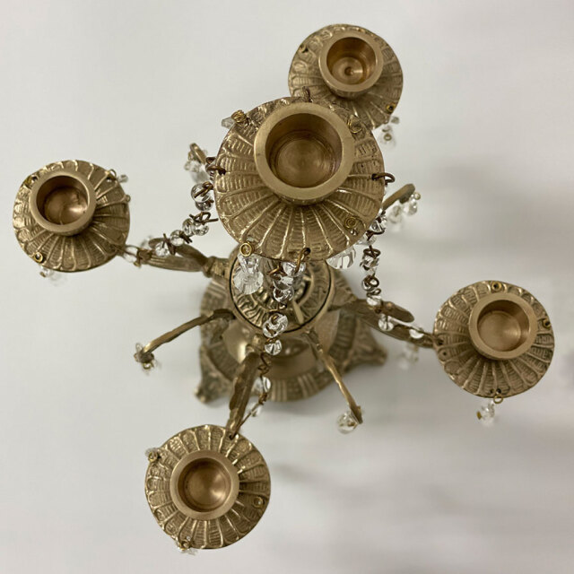 真鍮製 アンティーク調 シャンデリア型キャンドルスタンド(燭台)｜Y