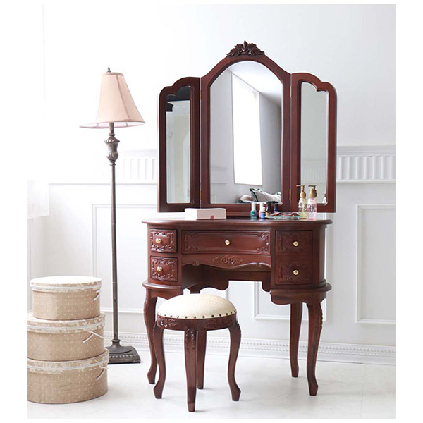 三面鏡ドレッサー 輸入家具 猫脚 ブラウン おしゃれ アンティーク調